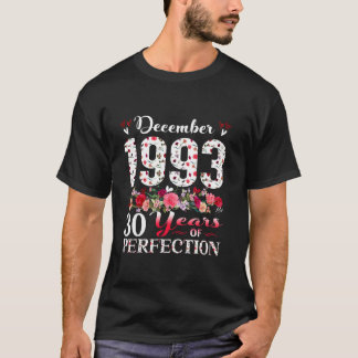 T-shirt 30 Ans Floral Né En Décembre 1993 30e Birt