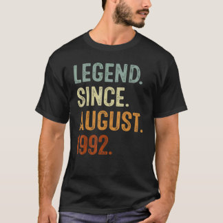 T-shirt 30 Years Old  Legend Since August 1992 30th Birthd