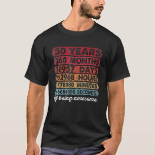 T-shirt 30E Anniversaire 30 Ans Vintage 360 Mois Naissance