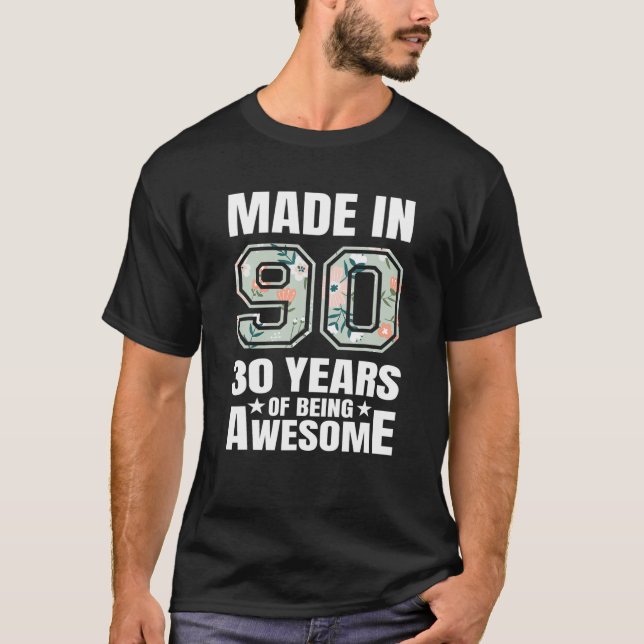 T-shirt 30e Anniversaire Né En 1990 Hommes Femmes 30 Ans G (Devant)