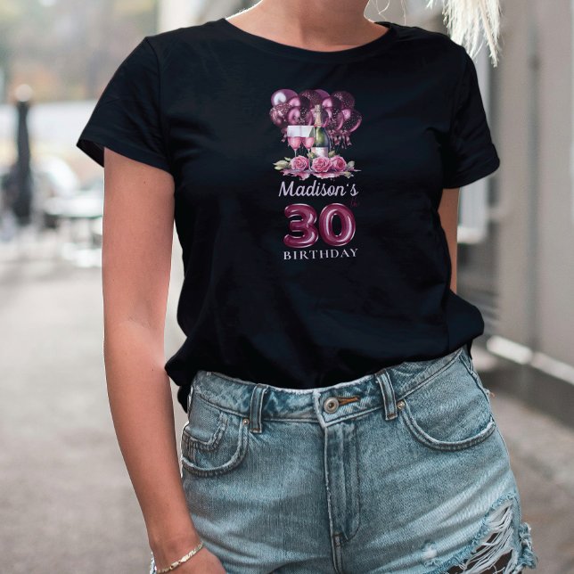 T-shirt 30e anniversaire personnalisé Vin de luxe et ballo (Créateur téléchargé)