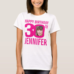 T-shirt 30e anniversaire rose nom personnalisé et modèle