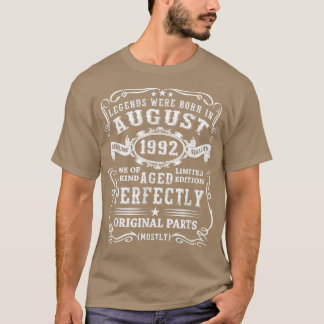 T-shirt 30e Anniversaire Tee Legends Né En Août 1992 30 Y