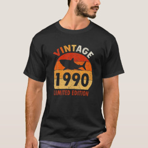 T-shirt 30th Birthday Shark Vintage 1990 Limited Edition G