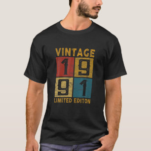 T-shirt 31Anniversaire Vintage 1991 Né En 1991 31 Ans