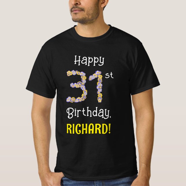 T-shirt 31e anniversaire : Fleurs florales Numéro "31" + N (Devant)