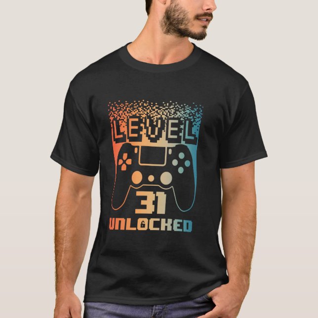 T-shirt 31e Anniversaire Pour Homme Niveau 31 Jeu Déverrou (Devant)