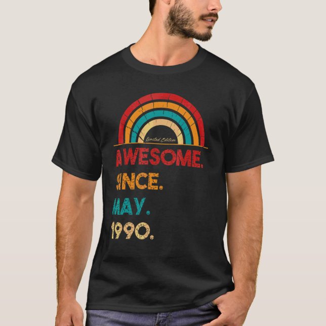 T-shirt 32 ans Awesome depuis mai 1990 32e anniversaire (Devant)