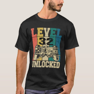 T-shirt 32 Joueur d'Anniversaire Joueur de 32 ans Niveau 3