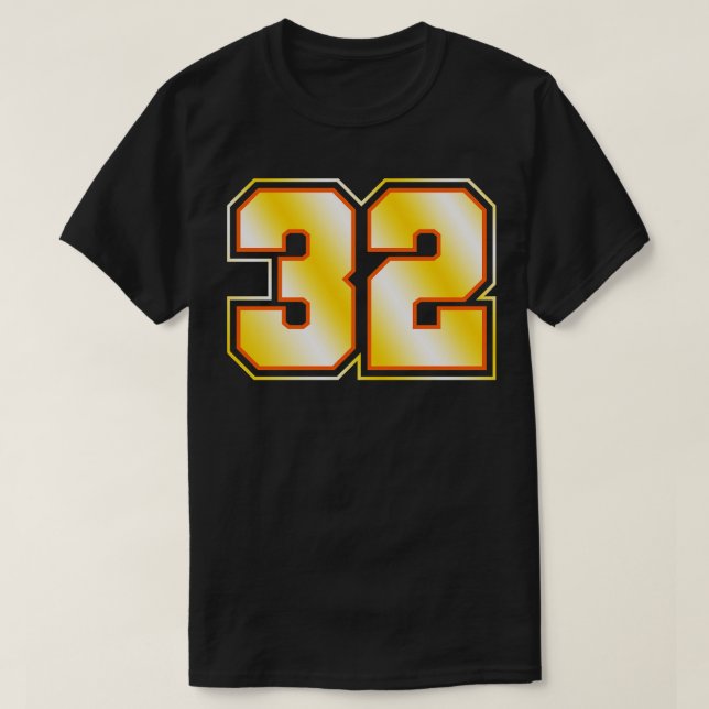 T-shirt 32 Numéro de sport jaune (Design devant)