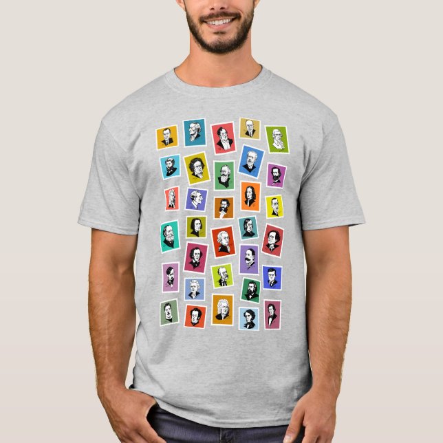 T-shirt 32 portraits graphiques des plus grands compositeu (Devant)
