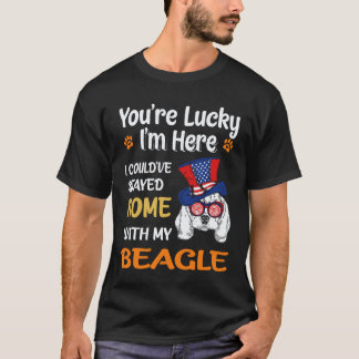 T-shirt 32 Suis Resté à la Maison Avec Mon Beagle