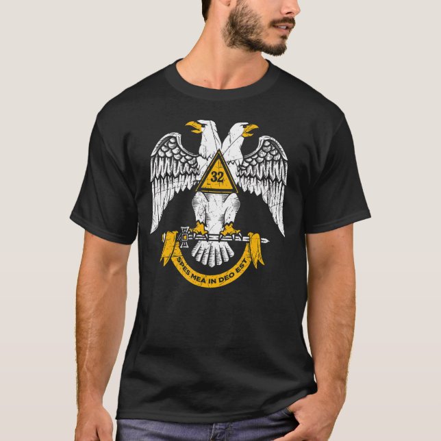 T-shirt 32ème Degré Masonic Scottish Rite Wings Down Fathe (Devant)
