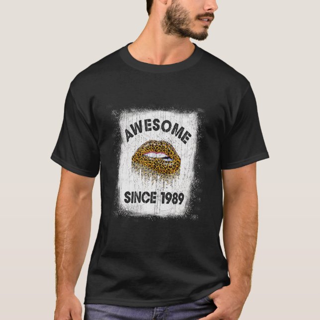 T-shirt 33 Ans Anniversaire Awesome Depuis 1989 Leopard L (Devant)