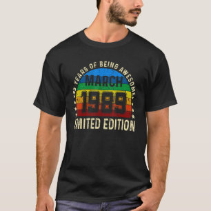 T-shirt 33 ans Vieux Anniversaire Mars 1989 33e anniversai