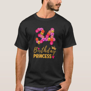 T-shirt 34 Anniversaire Princesse Flower Son My 34th B