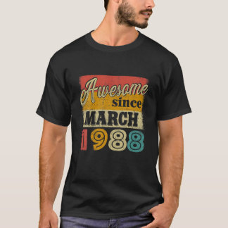 T-shirt 34 Ans Awesome Depuis Mars 1988 Cadeaux 34E Bi