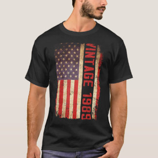 T-shirt 34 ans Vintage 1989 Drapeau américain 34e naissanc