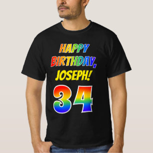 T-shirt 34e anniversaire — Bold, Fun, Rainbow 34, Nom pers
