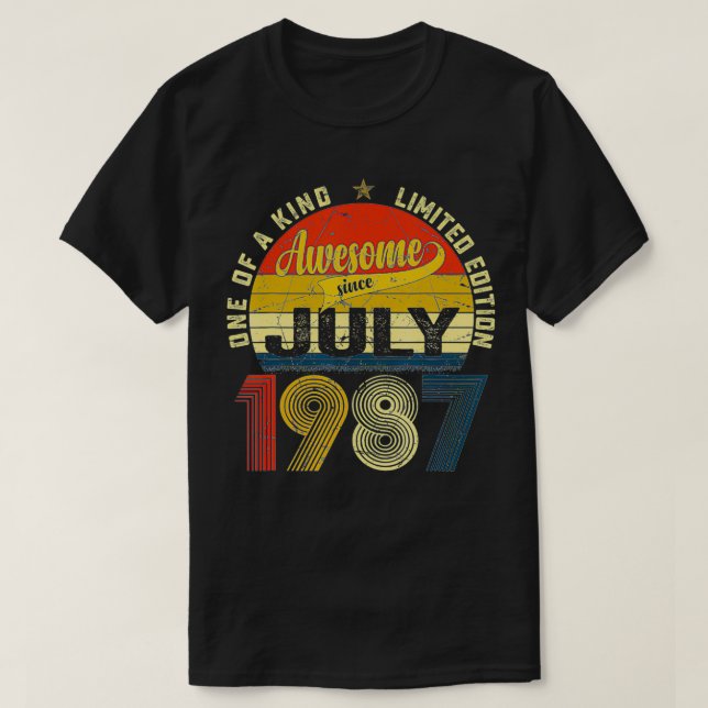 T-shirt 34e anniversaire Décorations Juillet 1987 Hommes F (Design devant)