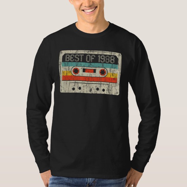 T-shirt 34e Anniversaire Meilleur De 1988 Bande De Cassett (Devant)