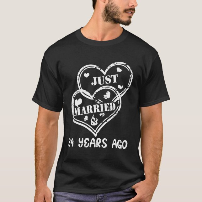 T-shirt 34Ème Anniversaire De Mariage Il Y A 34 Ans (Devant)