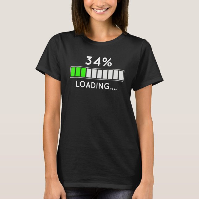 T-shirt 34th Birthday Life Charging Charging Bar 34 (Devant)
