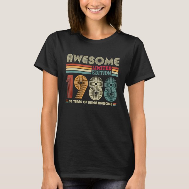 T-shirt 35 Ans Awesome 1988 Retro 35e Anniversaire Déco (Devant)