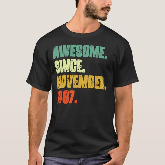 T-shirt 35 Ans Awesome Depuis Novembre 1987 35th Bir (Devant)