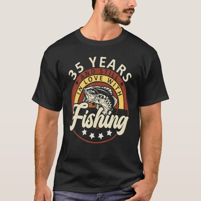T-shirt 35 Ans Et Toujours Amoureux De La Pêche Anniversai (Devant)