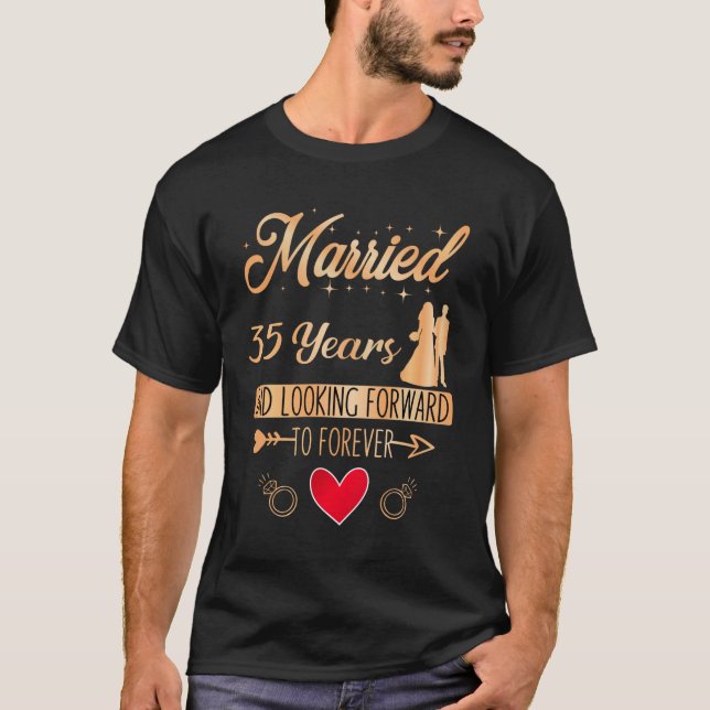 T-shirt 35e anniversaire de Mariage, couple marié 35 ans (Devant)
