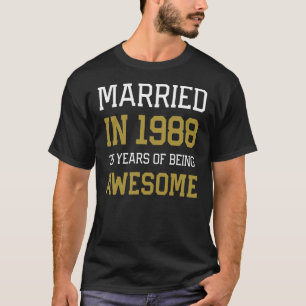 T-shirt 35e anniversaire pour les hommes mariés en 1988 Co