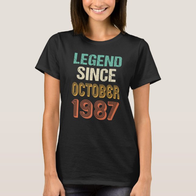 T-shirt 35ème Anniversaire Légende Depuis 1987Octobre Né E (Devant)