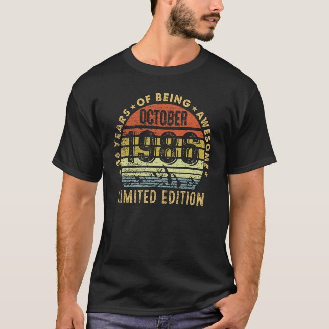T-shirt 36 Ans Awesome depuis Octobre 1986 36e Naissance (Devant)