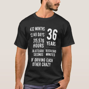 T-shirt 36 ans de mariage drôle 36e anniversaire de mariag