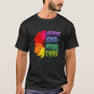 T-shirt 36 Ans Floral Awesome Depuis Novembre 1985 36t