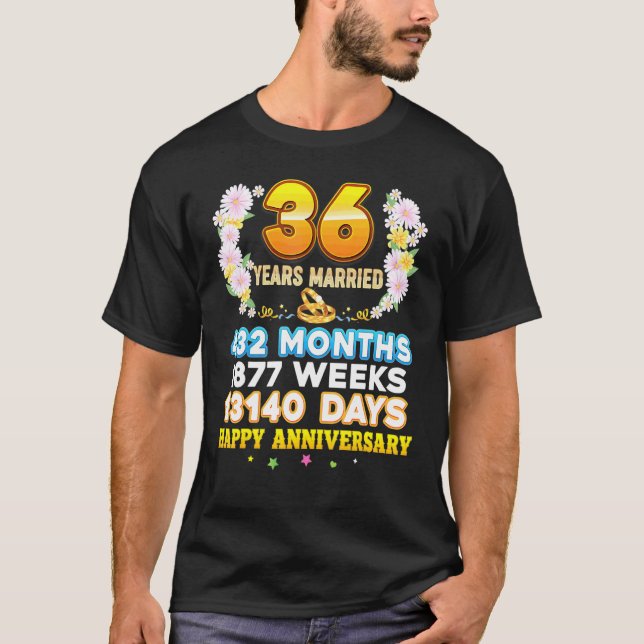 T-shirt 36 ans marié heureux 36e anniversaire de Mariage C (Devant)