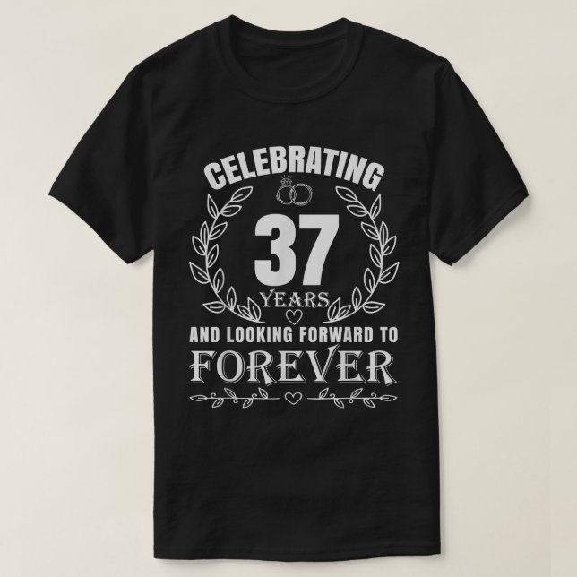 T-shirt 37ème anniversaire de Mariage mignon pour les coup (Design devant)