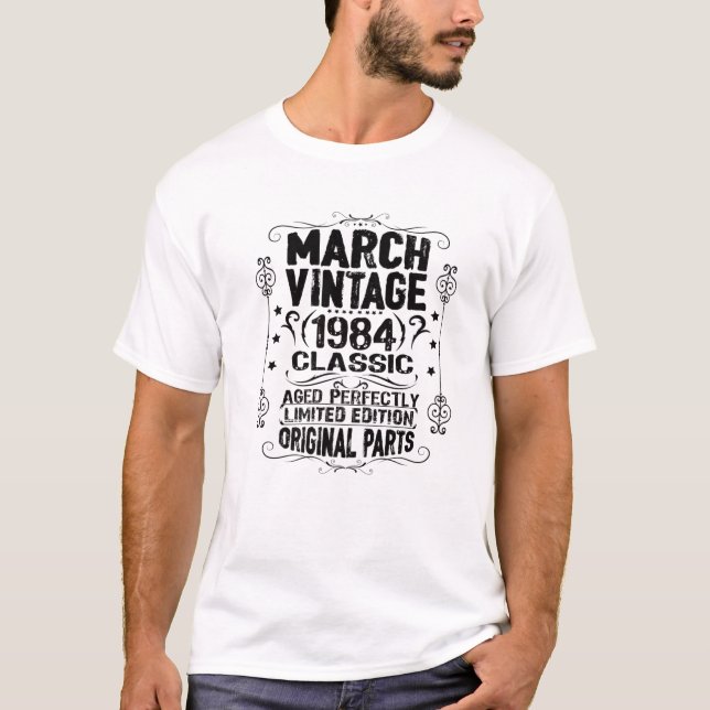 T-shirt 38E Anniversaire Mars 1984 Pisces Aries Zodiac Vin (Devant)