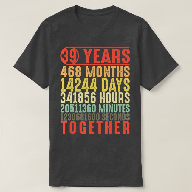 T-shirt 39 Année 39e anniversaire de Mariage Cadeaux pour  (Design devant)