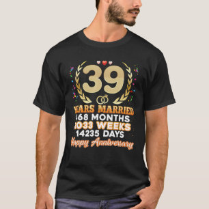 T-shirt 39 Ans Mariés Heureux 39E Anniversaire Mariage Co