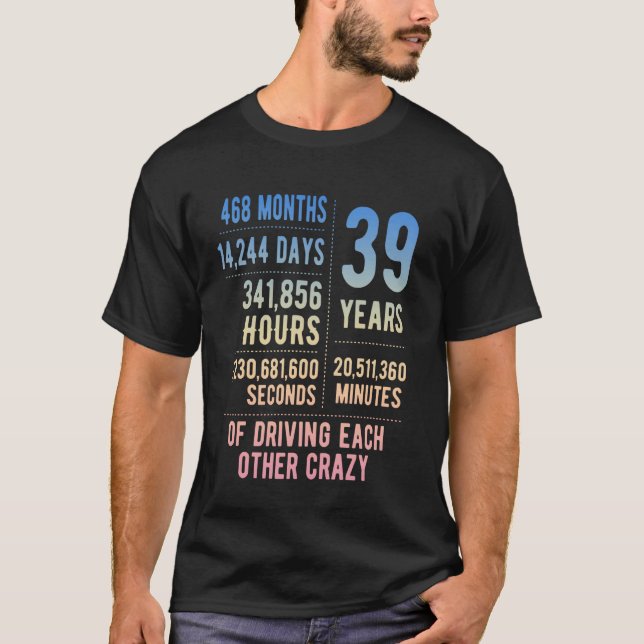 T-shirt 39 Years Married Funny 39th Wedding Anniversary (Devant)