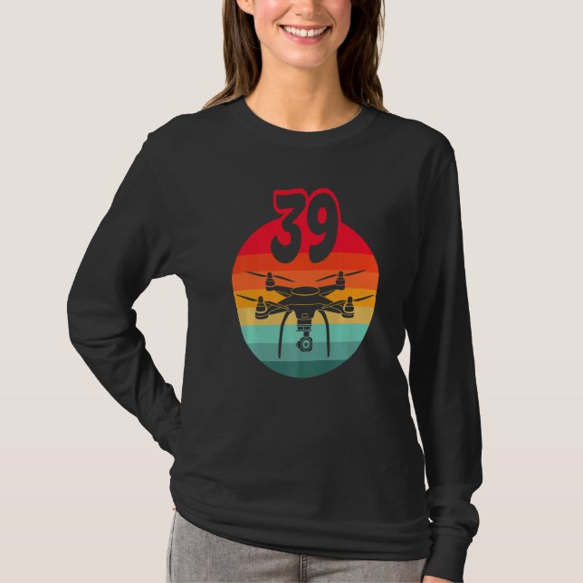 T-shirt 39e Anniversaire I Télécommande Rétro Drones Avec  (Devant)