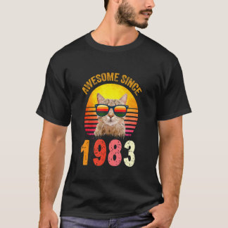T-shirt 39e anniversaire Vintage Chat stupéfiant depuis 19