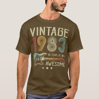 T-shirt 39th Birthday Womens Mens Vintage Awesome 1983 Gui