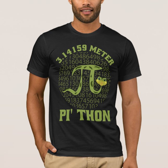 T-shirt 3,14159 Mètres Conception Pi-Thon Python Snake Pi  (Devant)