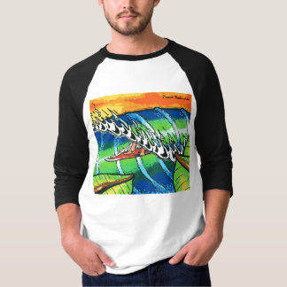 T-shirt 3/4 "tube de ciel du feu " raglan de douille