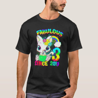 T-shirt 3 Ans 3ème anniversaire mignon Fille de chat Fabul