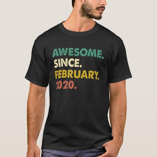 T-shirt 3 Ans Awesome depuis février 2020 3e Naissance (Devant)