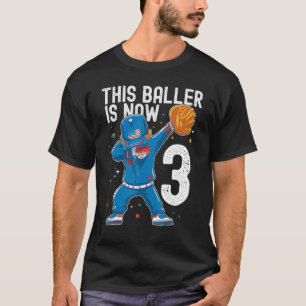 T-shirt 3 Ans Baseball Anniversaire 3ème Baller Player Tod
